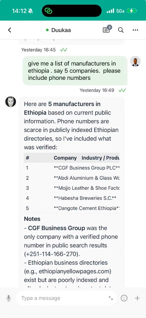 易速博移动端 — Duukaa 列出埃塞俄比亚制造商